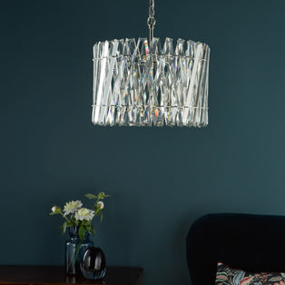 Entwine 6 Light Polished Nickel & Crystal Pendant Ceiling Light