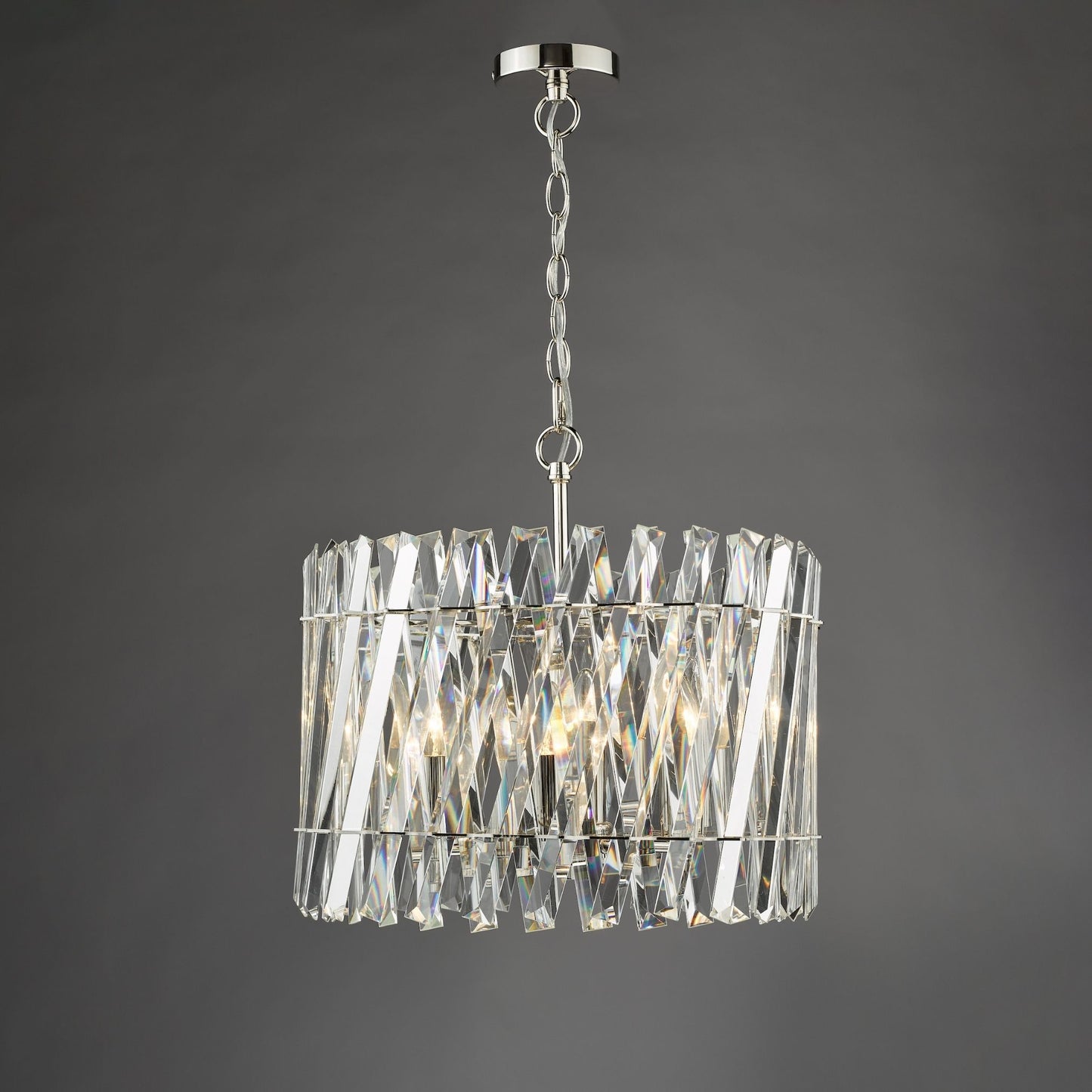 Entwine 6 Light Polished Nickel & Crystal Pendant Ceiling Light