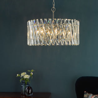 Entwine 8 Light Polished Nickel & Crystal Pendant Ceiling Light