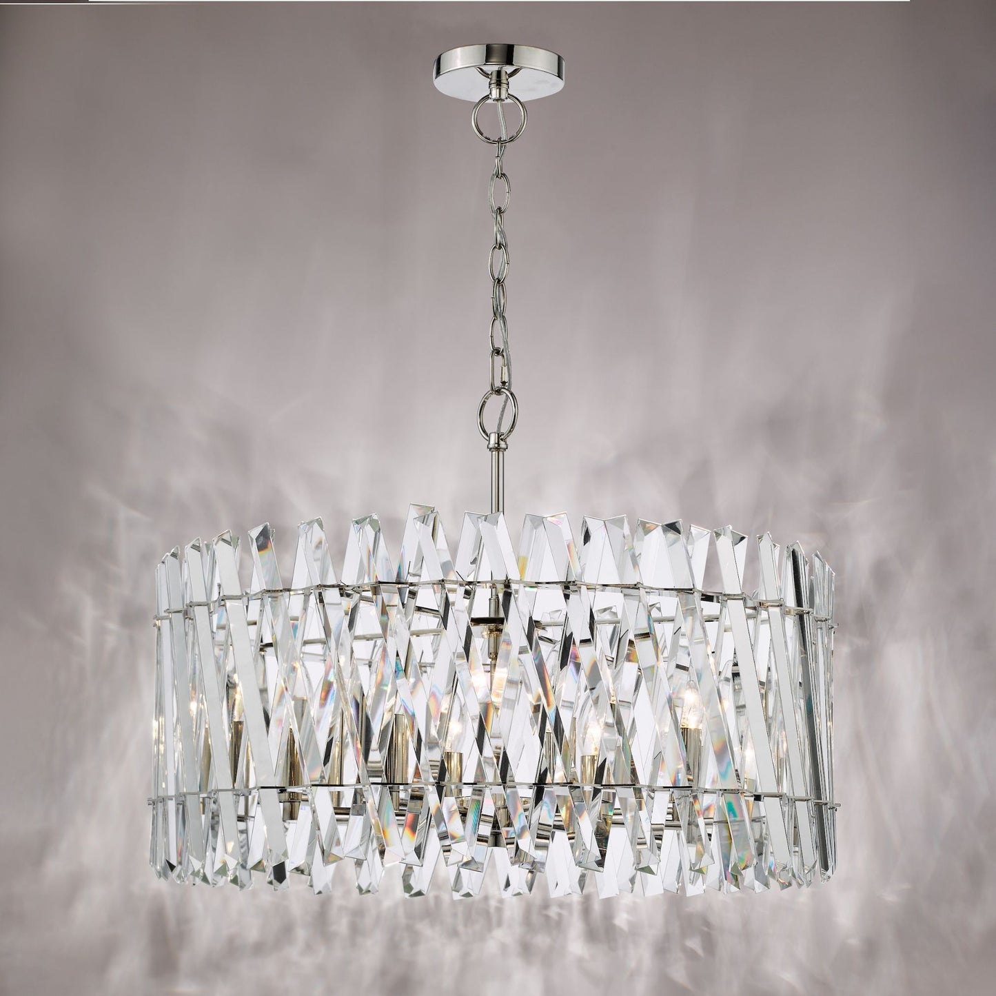 Entwine 8 Light Polished Nickel & Crystal Pendant Ceiling Light