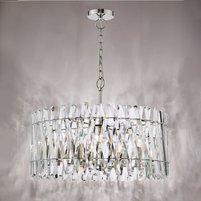 Entwine 8 Light Polished Nickel & Crystal Pendant Ceiling Light