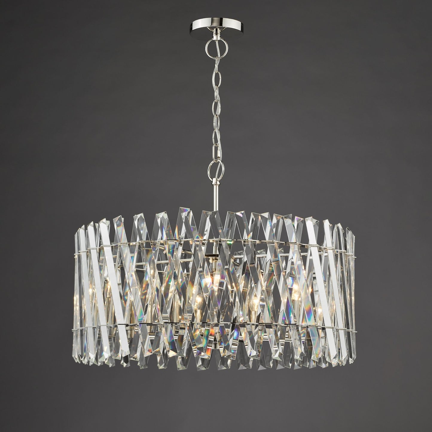 Entwine 8 Light Polished Nickel & Crystal Pendant Ceiling Light