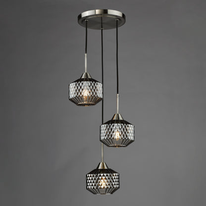 Fabrienne 3 Light Nickel & Smoked Glass Multidrop Pendant
