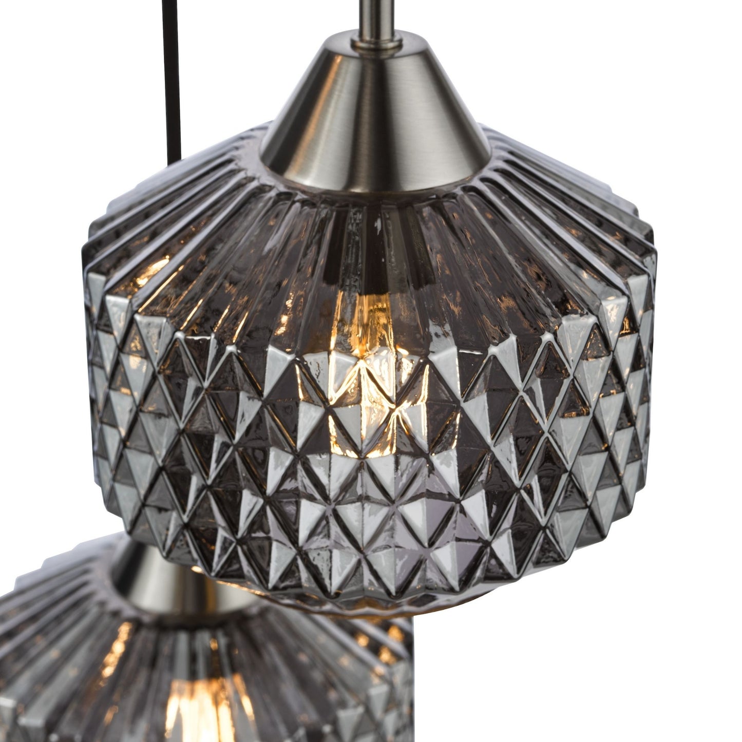 Fabrienne 3 Light Nickel & Smoked Glass Multidrop Pendant