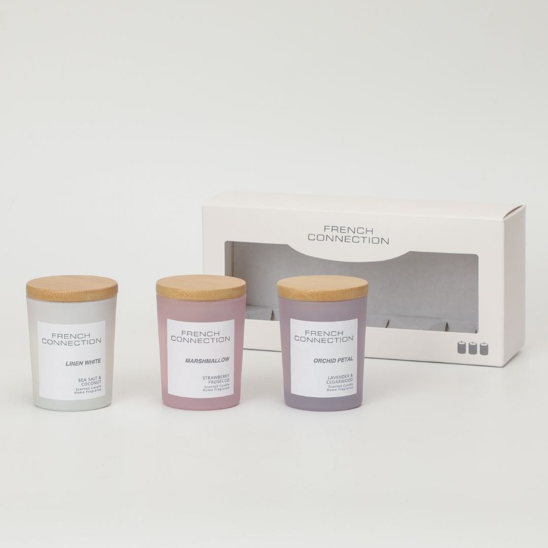 French Connection Set of 3 Small Mixed Scented Candles