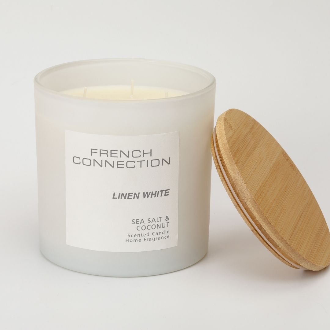 French Connection 4 Wick Scented Candle Linen White