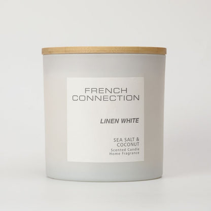 French Connection 4 Wick Scented Candle Linen White