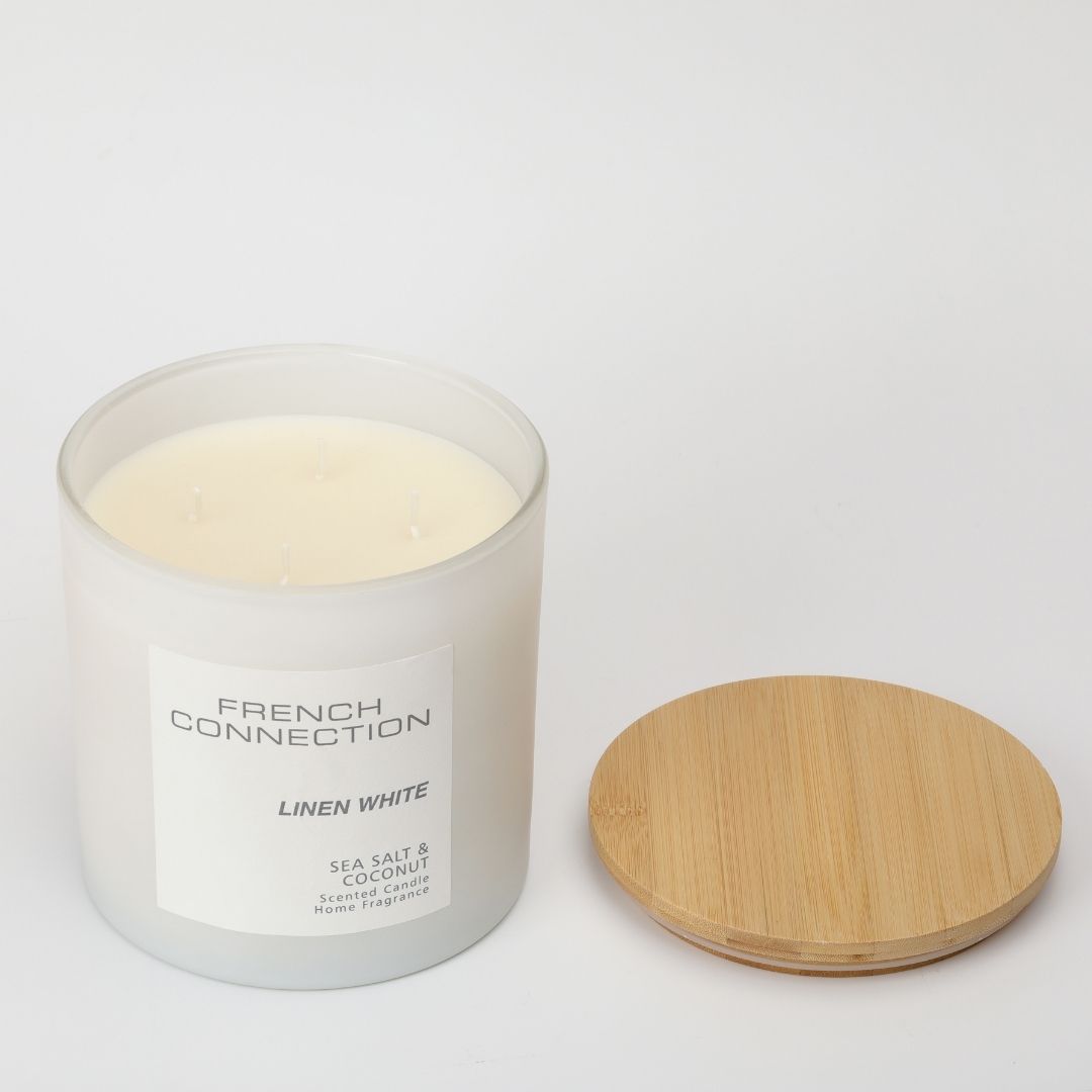 French Connection 4 Wick Scented Candle Linen White