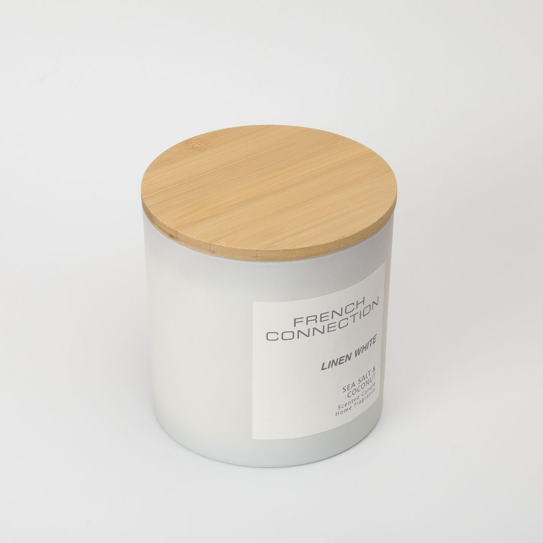 French Connection 4 Wick Scented Candle Linen White
