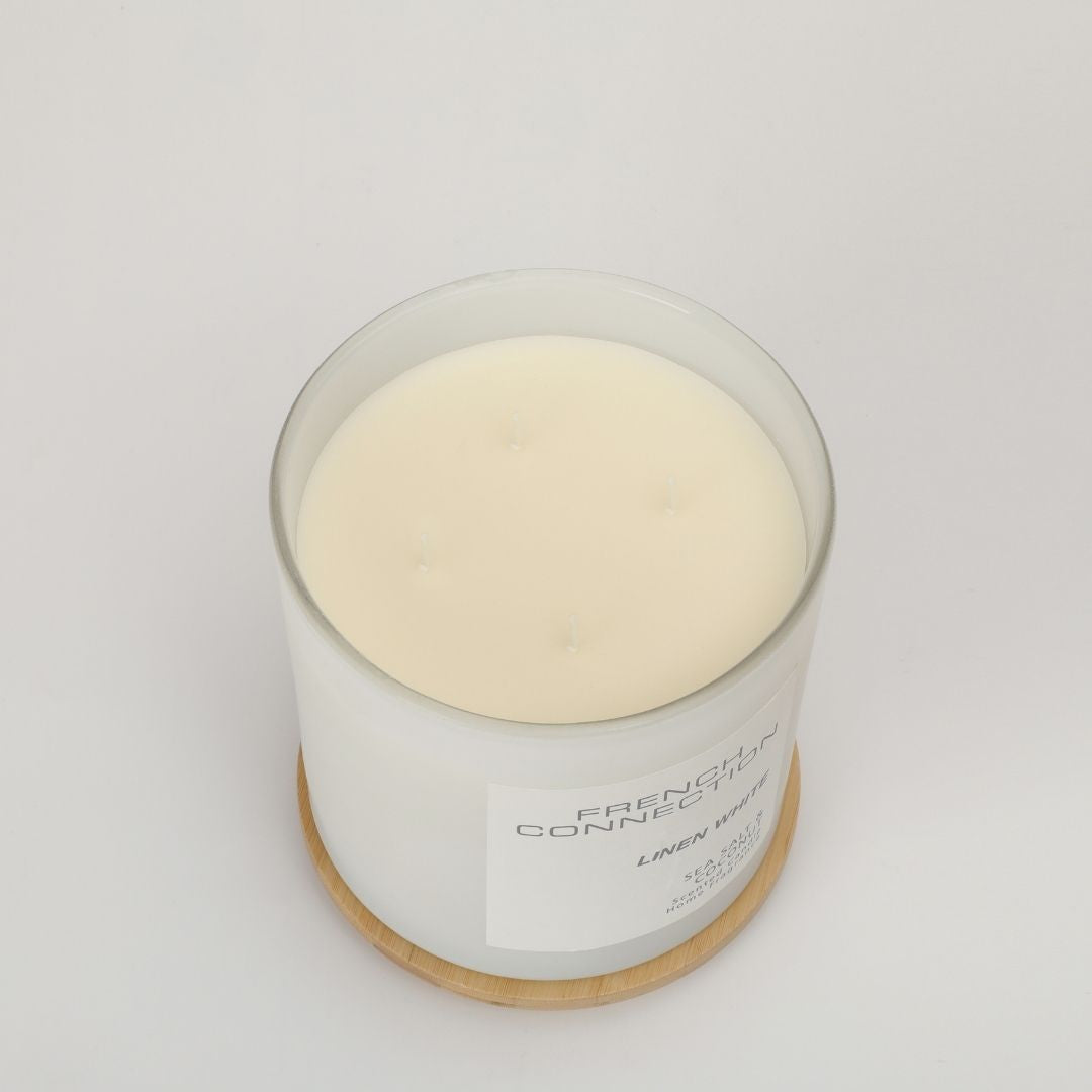 French Connection 4 Wick Scented Candle Linen White