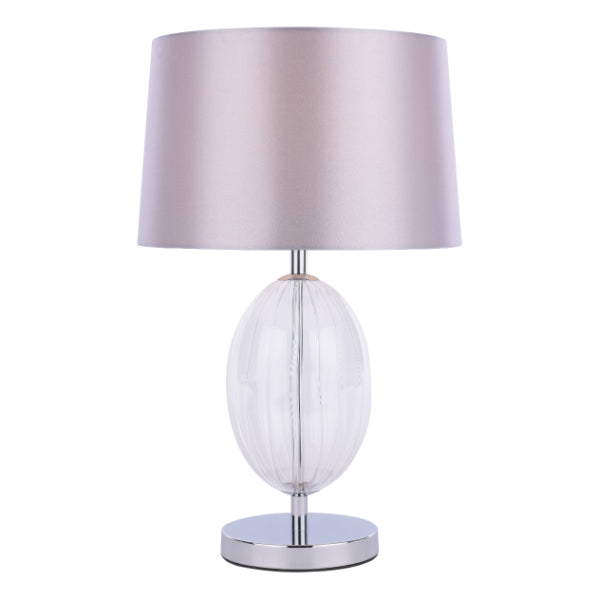 Freya Ribbed Glass & Grey Table Lamp
