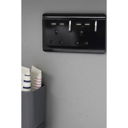 Trendi Switch 2 Gang 13 amp short switched Plug USB Socket in Screwless Piano Black