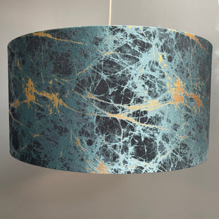 Teal and Gold Brushed Lava Shade with Gold Lining 40 cm