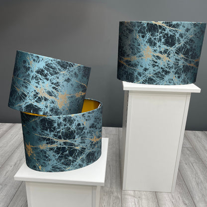 Teal and Gold Brushed Lava Shade with Gold Lining 28 cm