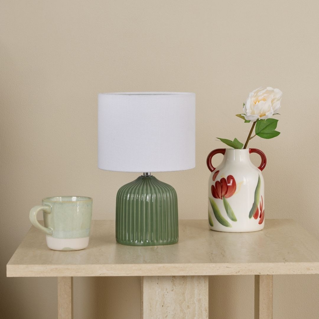 Gigi Twin Pack Ceramic Green Table Lamps