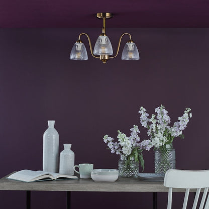 Glynis 3-Light Antique Bronze Semi-Flush Ceiling Light