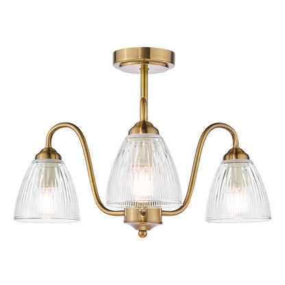 Glynis 3-Light Antique Bronze Semi-Flush Ceiling Light