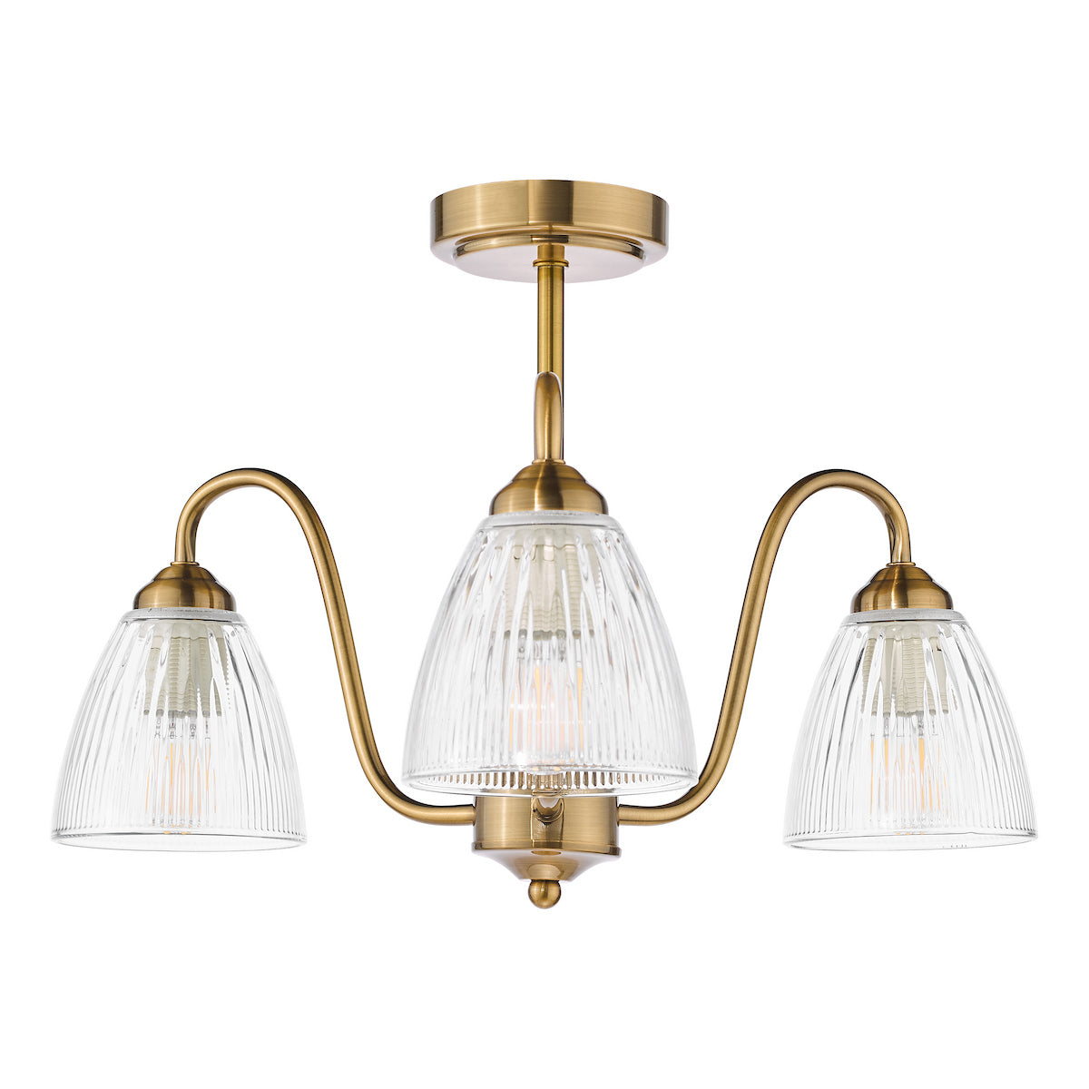 Glynis 3-Light Antique Bronze Semi-Flush Ceiling Light