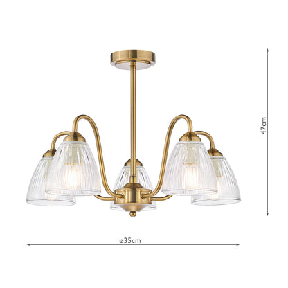Glynis 5-Light Antique Bronze Semi-Flush Ceiling Light