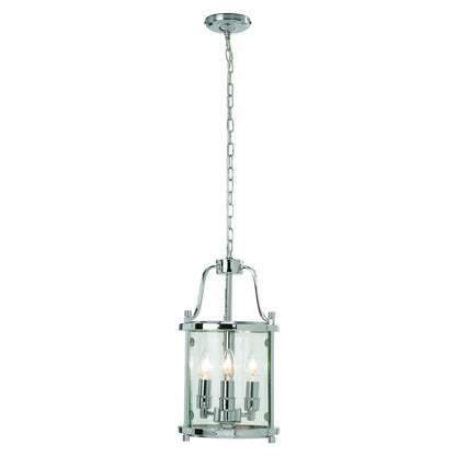 Syble 3 Light Chrome and Glass Pendant Ceiling Light
