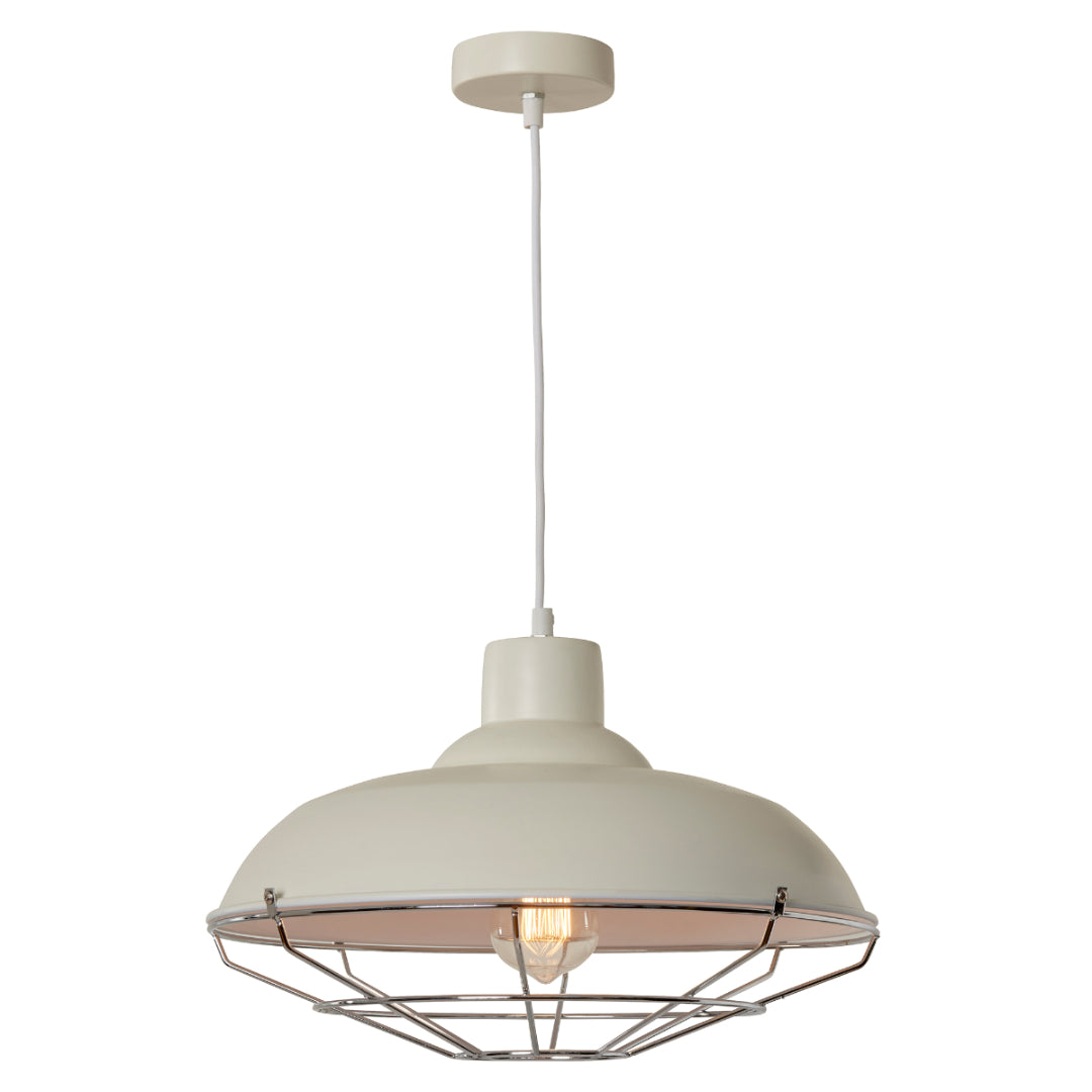 Cobden Cream and Chrome Pendant Ceiling Light