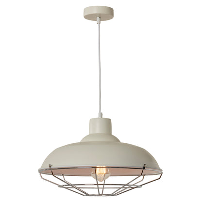 Cobden Cream and Chrome Pendant Ceiling Light