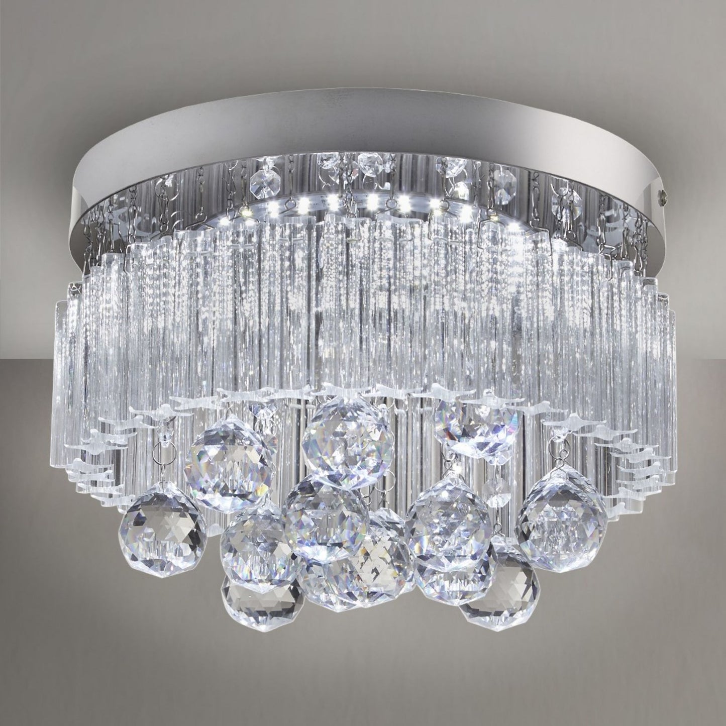 Oscar Crystal LED Semi Flush Ceiling Light