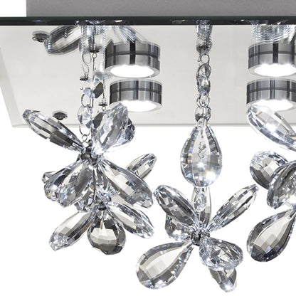 Verity Floral Crystal LED Flush Ceiling Light