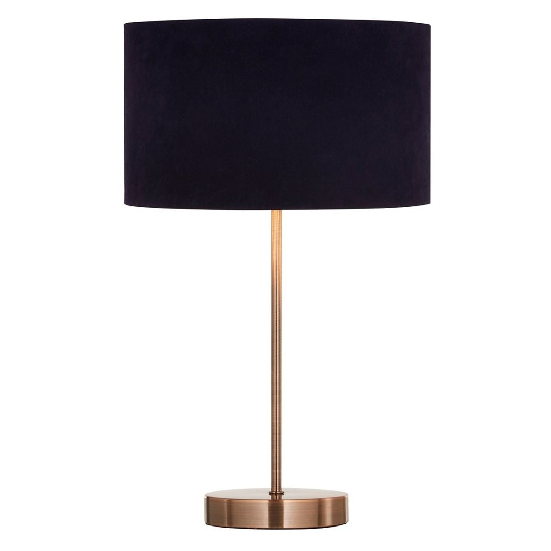 Velvie Copper & Navy Velvet Table Lamp