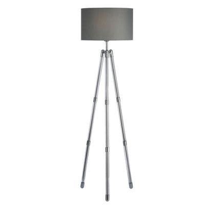 Hudson Tripod Crystal Glass Floor Lamp with Grey Linen Shade