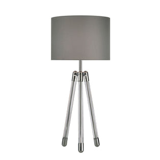 Hudson Crystal Glass Table Lamp with Grey Linen Shade