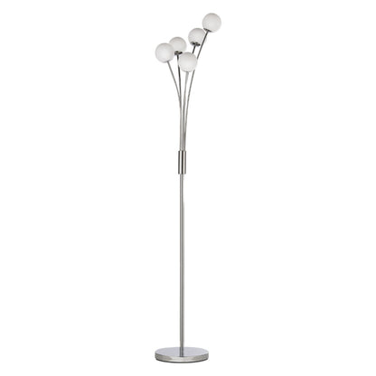 Jackson 5 Light Silver & Frosted Glass Floor Lamp