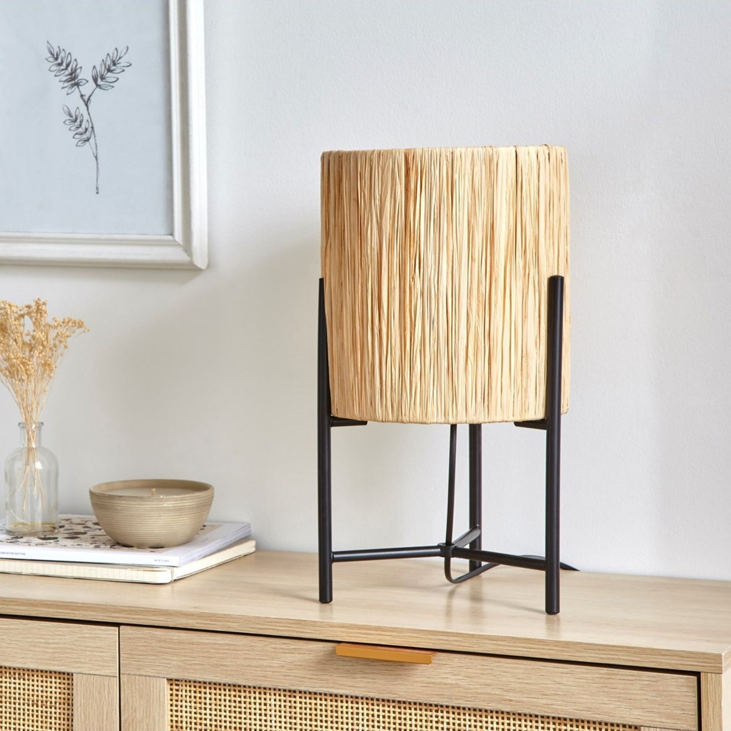 Raff Black & Natural Table Lamp