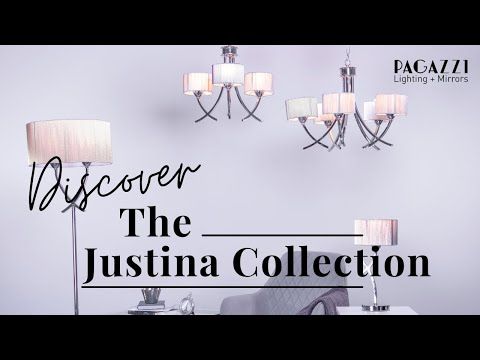 Justina 43cm  Polished Chrome Table Lamp with Silver String Shade