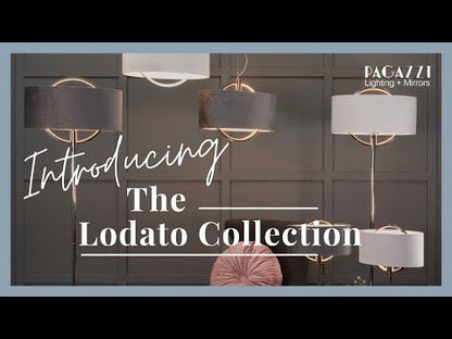 Lodato Polished Nickel LED Floor Lamp with Grey Shade