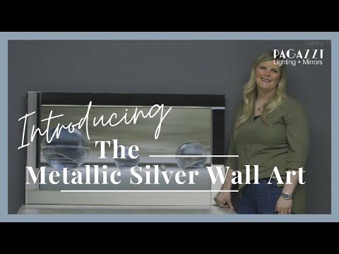 Metallic Silver Liquid Art with Mirrored Frame 67x117cm
