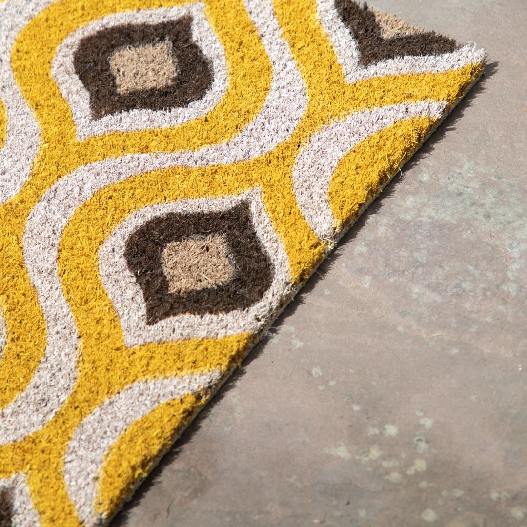 Ikat Ochre Coir Long Doormat