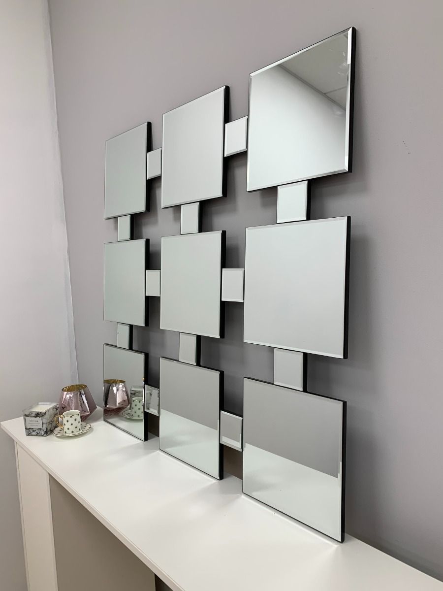 9 Square 90x90cm Silver Mirror