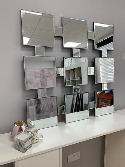 9 Square 90x90cm Silver Mirror