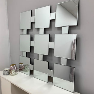 9 Square 90x90cm Silver Mirror