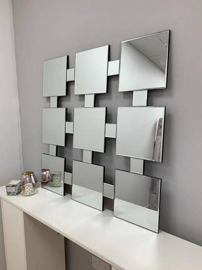 9 Square 90x90cm Silver Mirror
