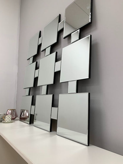 9 Square 90x90cm Silver Mirror