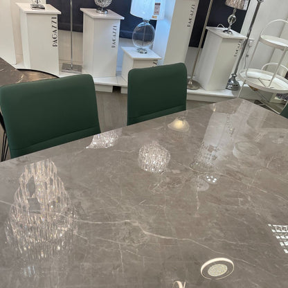 Indigo 1.8m Grey Dining Set with 6 Green Chairs