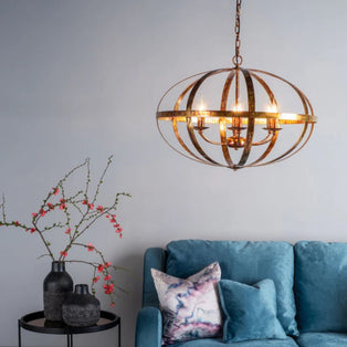 Inga 6 Light Petrol Copper Pendant Ceiling Light