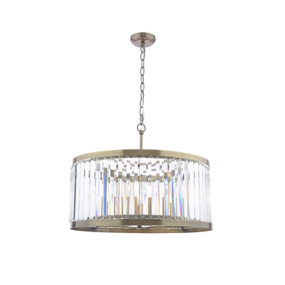 Isadora 5-Light Antique Brass and Glass Pendant
