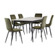 Lourdes 1.6M White and Black Table with 6 Green Chairs Dining Set