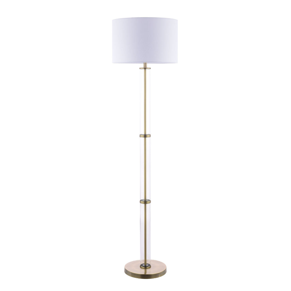 Kaelin Antique Brass and Glass Floor Lamp