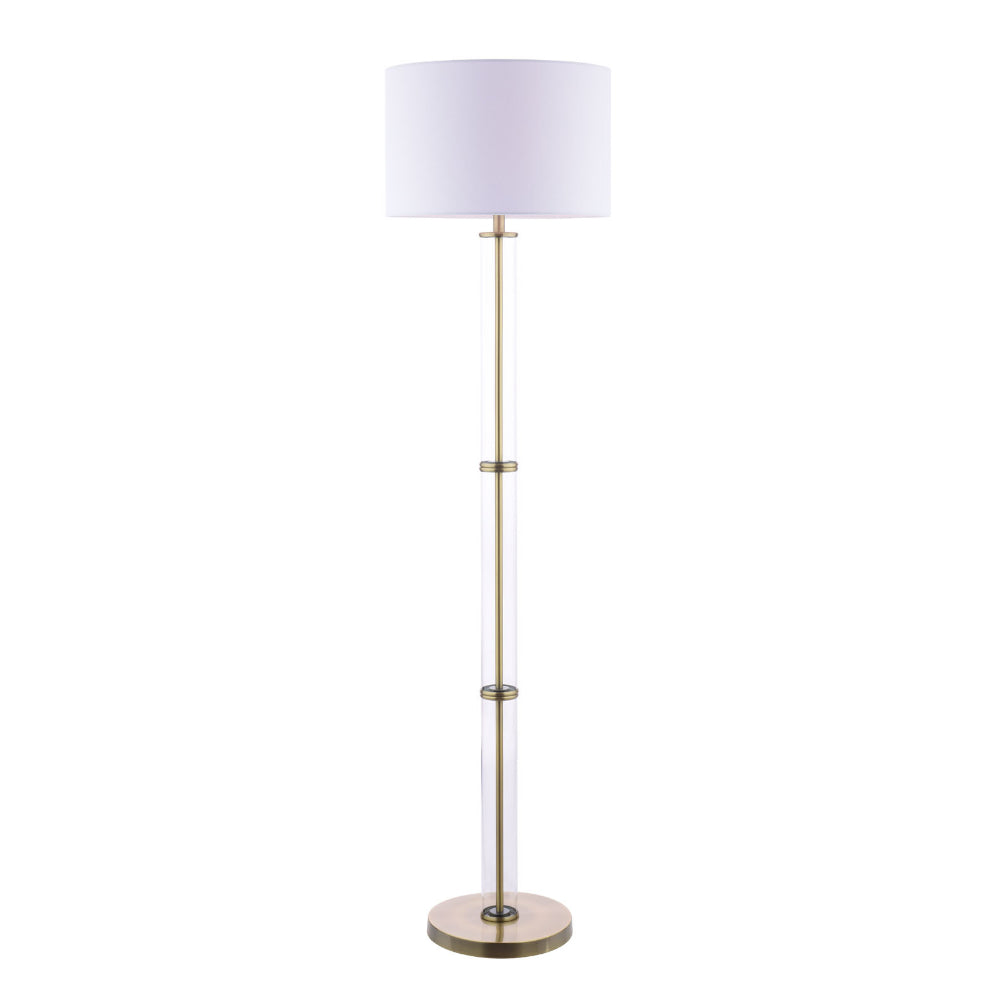 Kaelin Antique Brass and Glass Floor Lamp