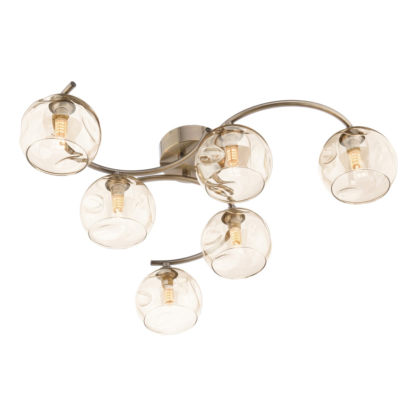 Kaitlin 6-Light Antique Brass Semi-Flush Ceiling Light