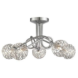 Kesha 5 Light Semi Flush Ceiling Light Chrome